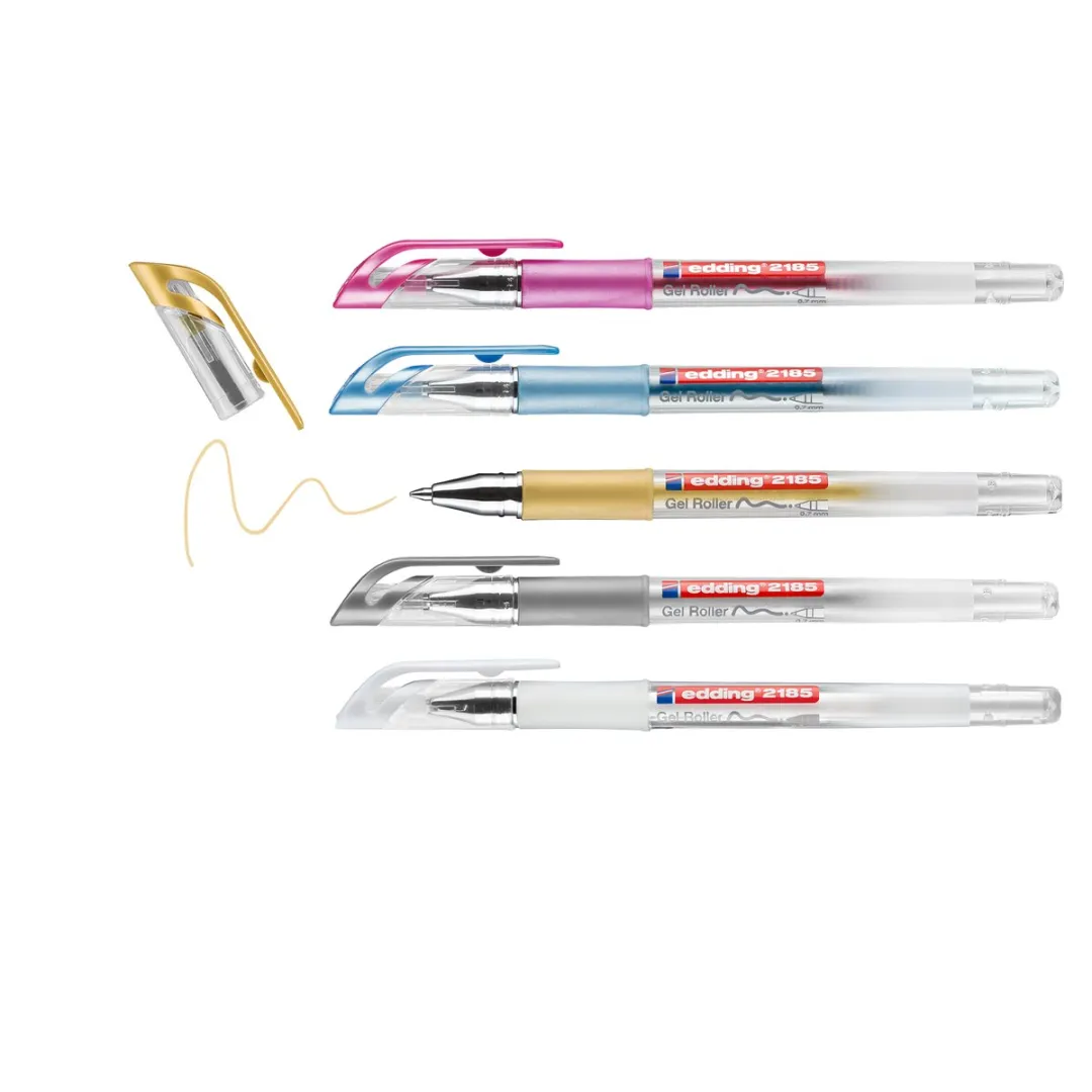 edding 2185/5S Gelpen Set - 5 Stuks - Metallic Kleuren