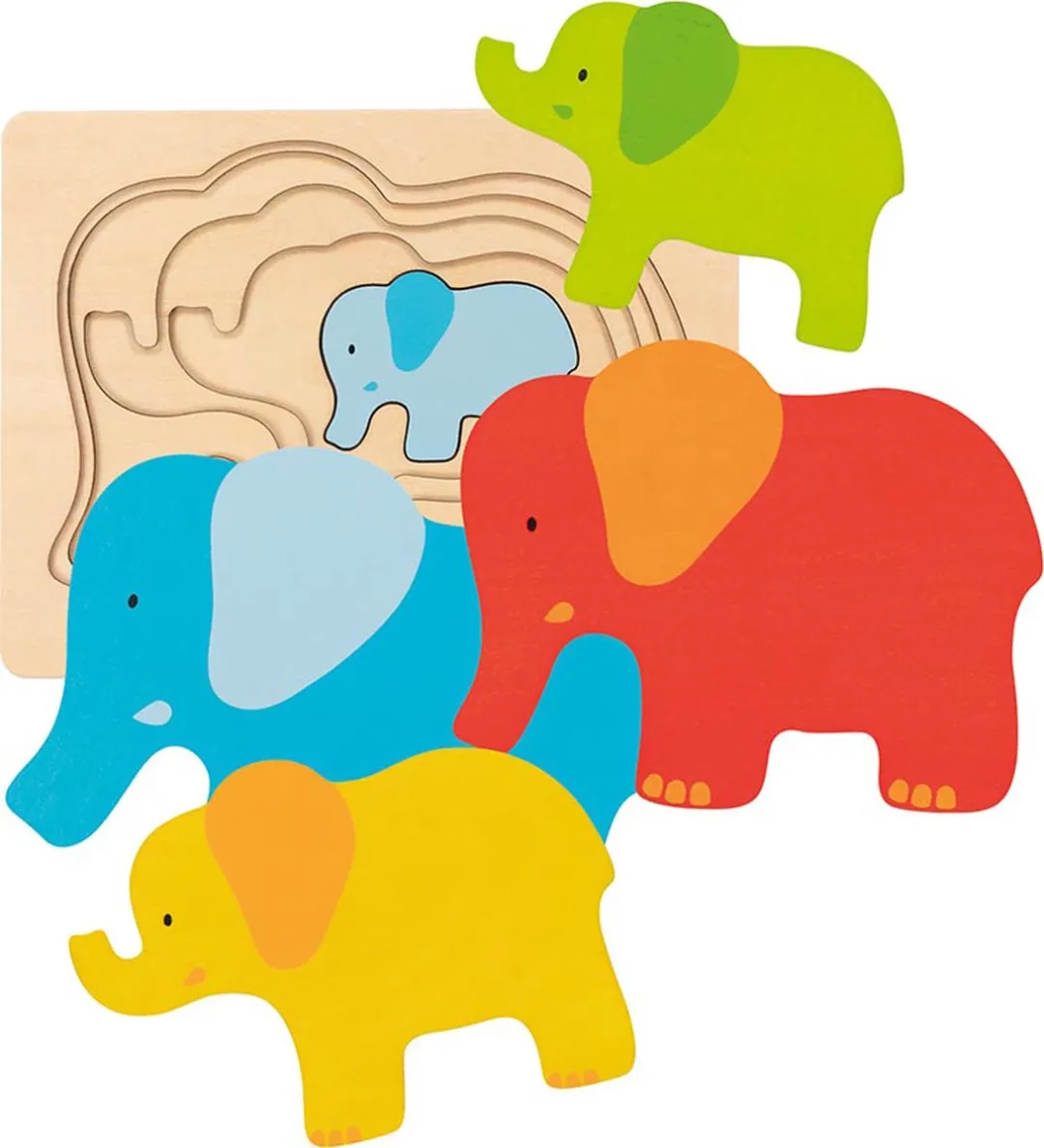 Goki Puzzle Olifant 5 Stuks - Multicolor