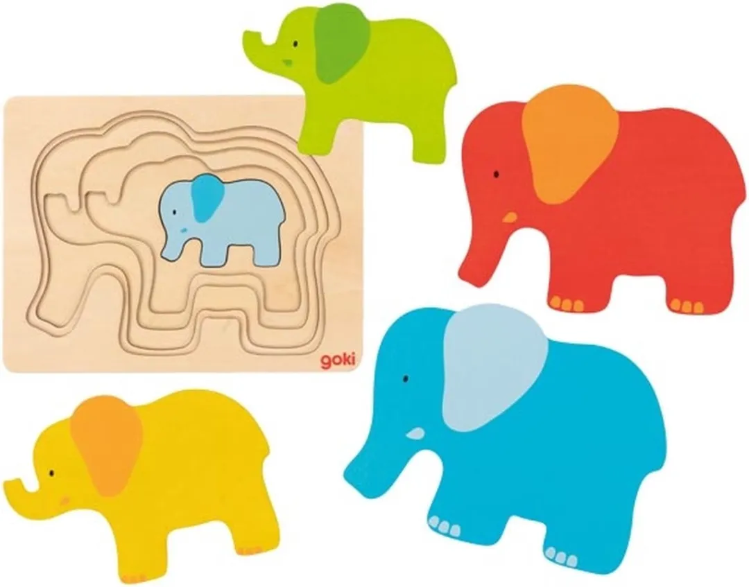 Goki Puzzle Olifant 5 Stuks - Multicolor