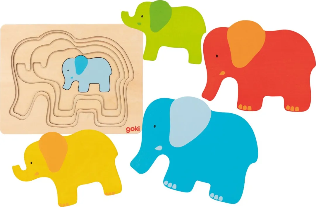 Goki Puzzle Olifant 5 Stuks - Multicolor