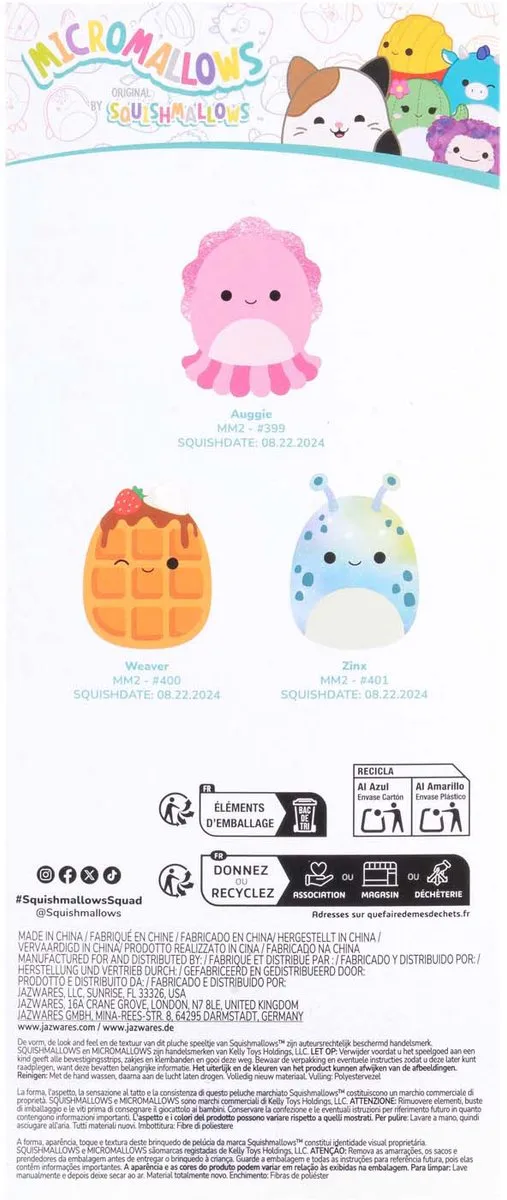 Squishmallows Micromallows 6,5cm 3 Pack - Auggie & Zinx - Multicolor