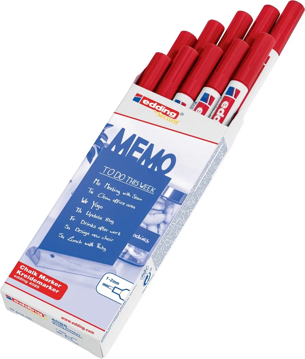 edding by Securit 4085 Krijtstift Rood - 10 Stuks