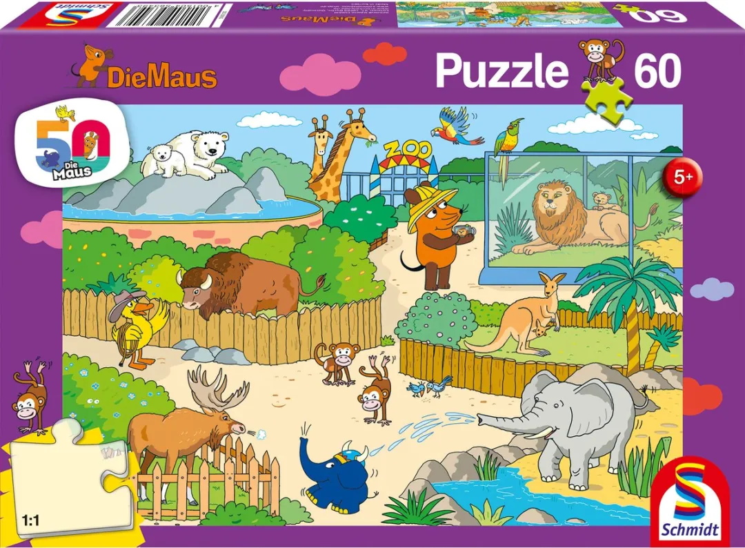 Schmidt Spiele De Muis in de Dierentuin Puzzel 60 Stuks
