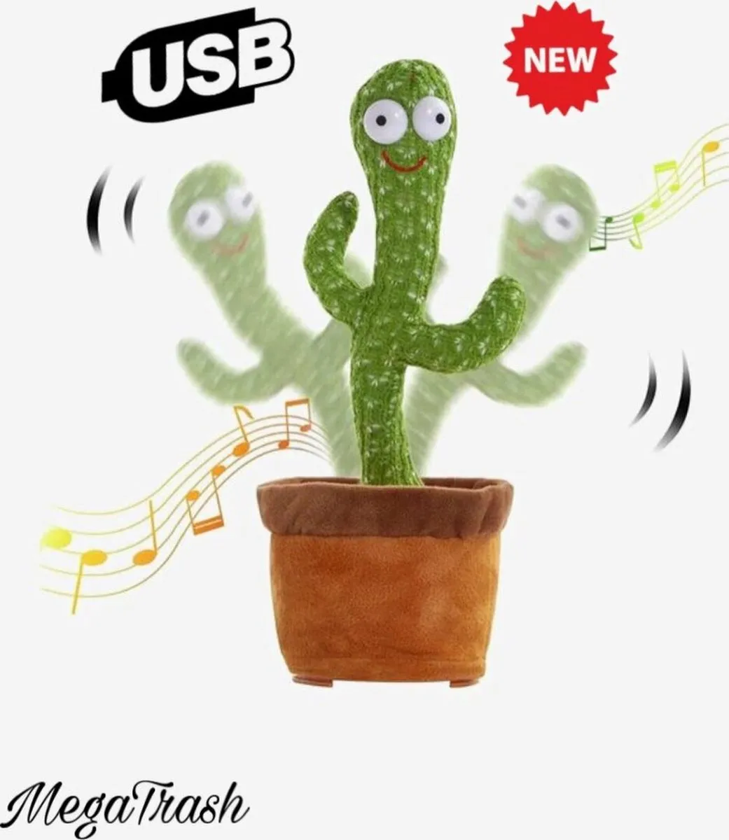 VDTOYS Dansende Cactus Naturel - 32cm - Oplaadbaar - 120 TikTok Liedjes