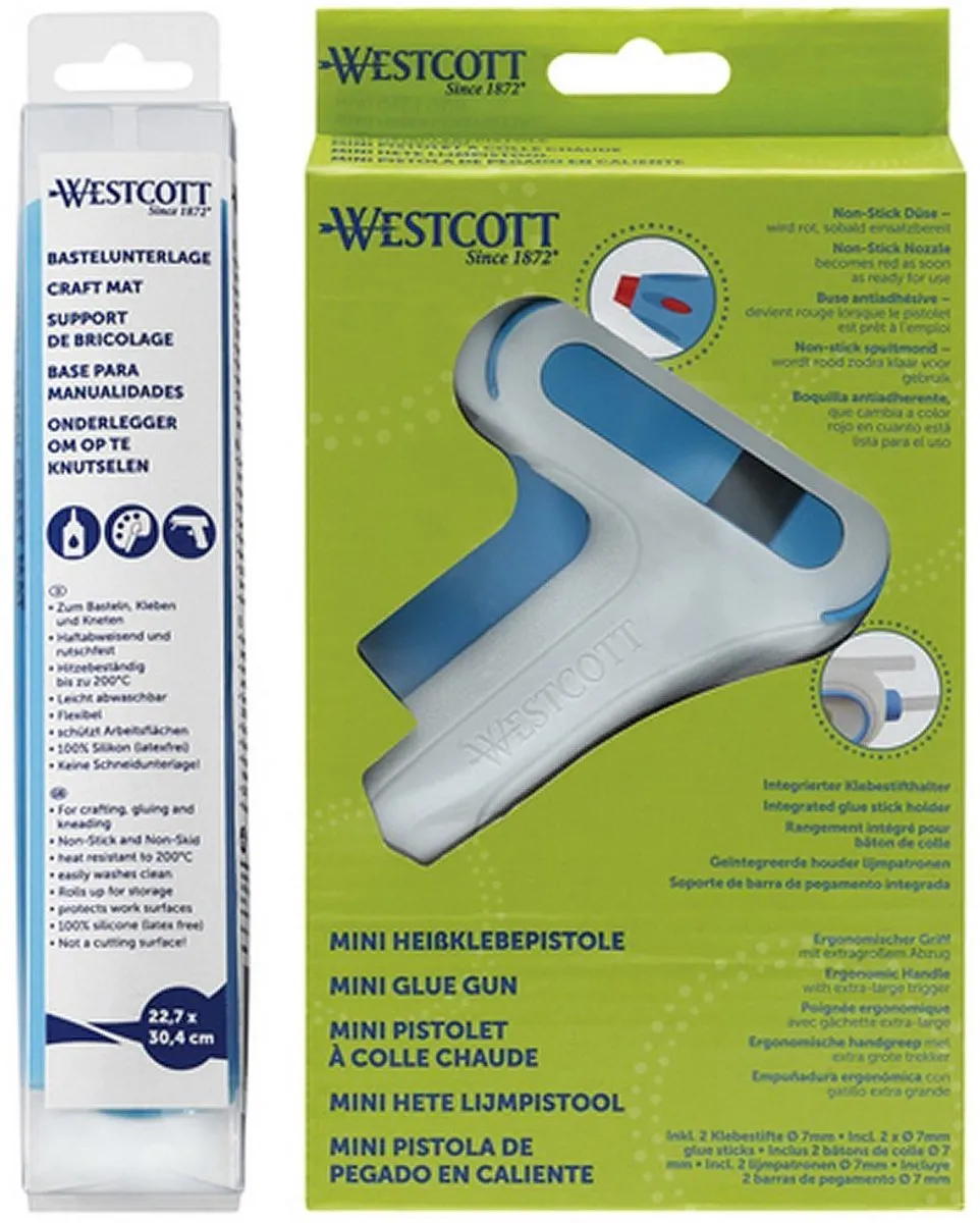 Westcott lijmpistool - set met lijmstiften en knutselmat - AC-E16758-B