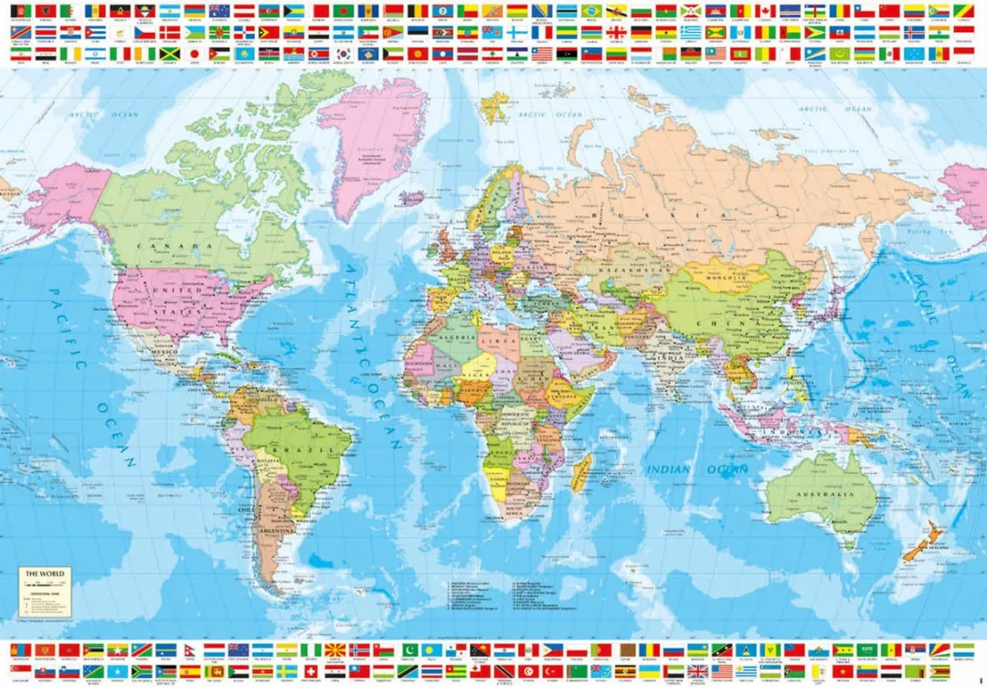 Educa Politieke Kaart van de Wereld Puzzel 1500 Stuks - Multikleur