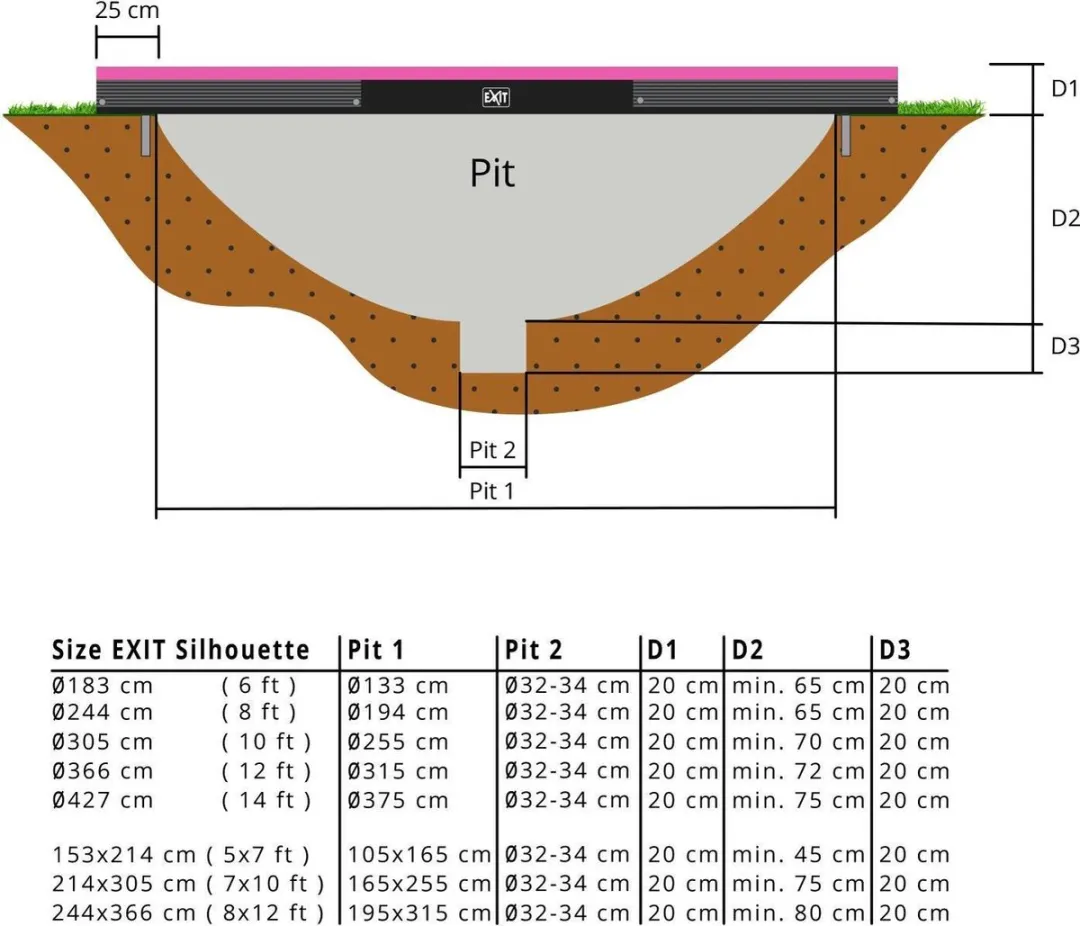 EXIT Silhouette Inground Trampoline Ø183cm - Roze Veiligheidsnet