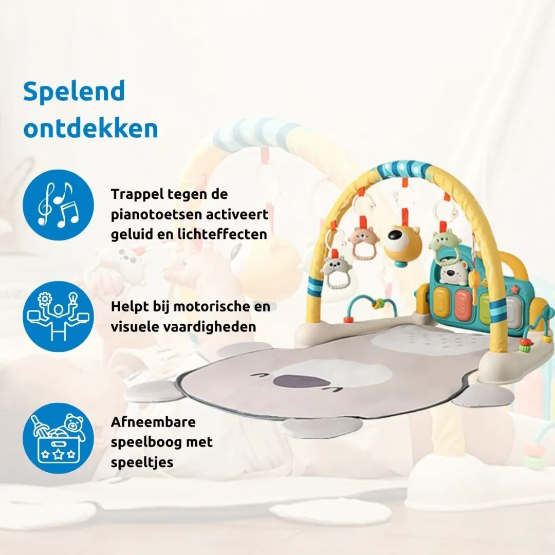 Eco Toys Cute Bear Groen Speelkleed met Speelboog - Multicolor