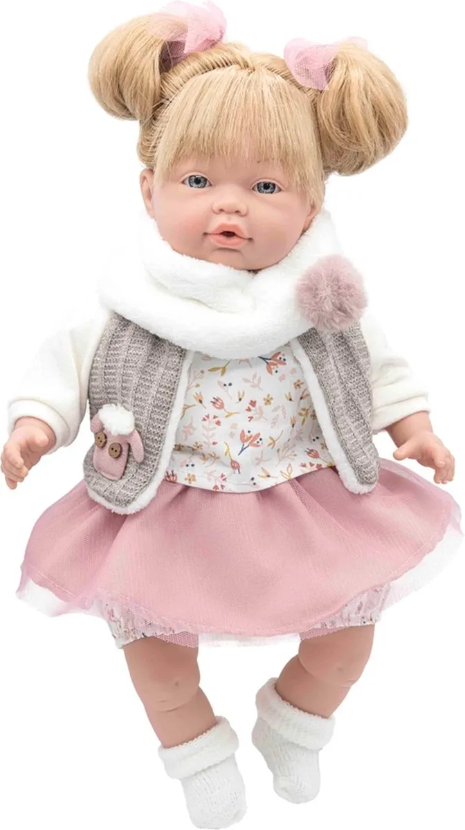 RosaToys Babypop Daniela Blond Roze-Wit 40 cm