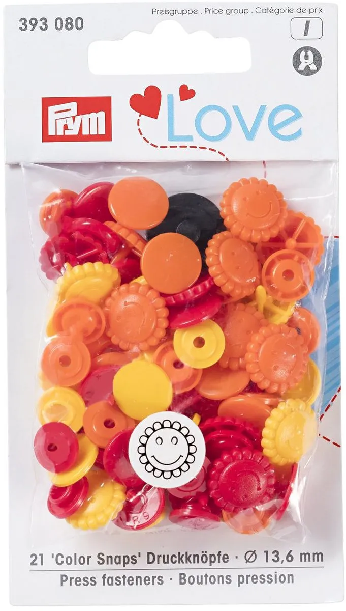Prym Love Color Drukknoppen 13,6mm - Geel/Rood/Oranje