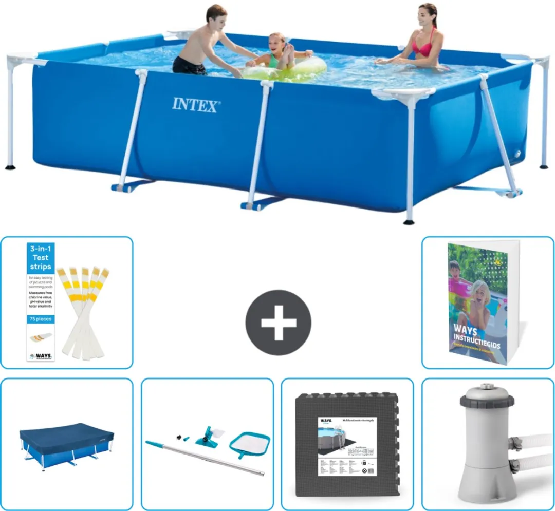 Intex 28272NP Rechthoekig Frame Zwembad 300x200x75cm - Blauw - 7-delig