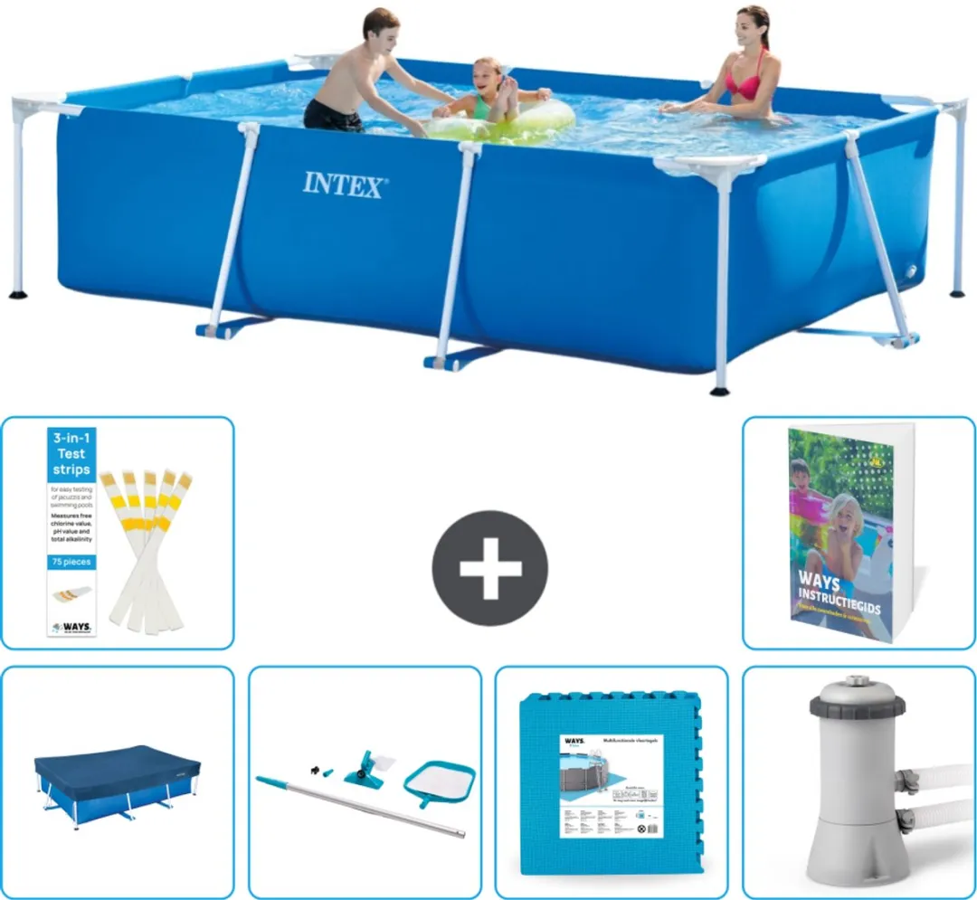 Intex 28272NP Rechthoekig Frame Zwembad 300x200x75cm - Blauw - 7-delig