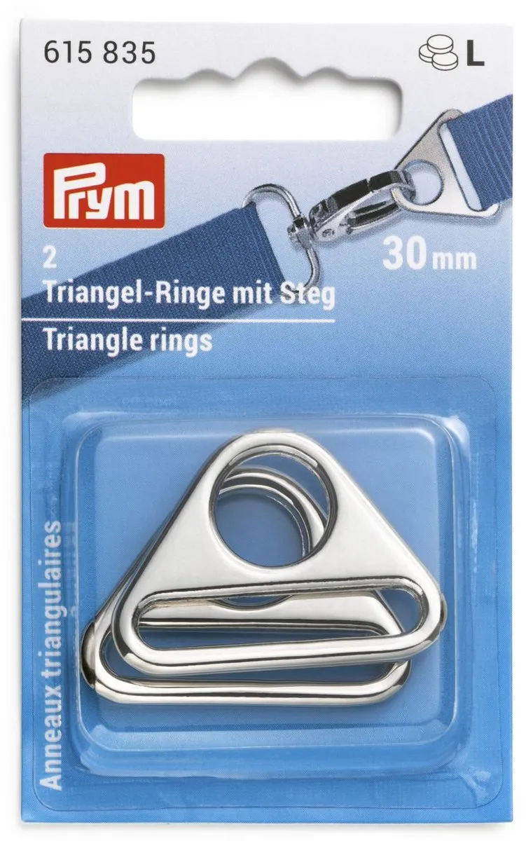 Prym Driehoek-ring met gleuf 30mm - Zilverkleurig - 2 Stuks