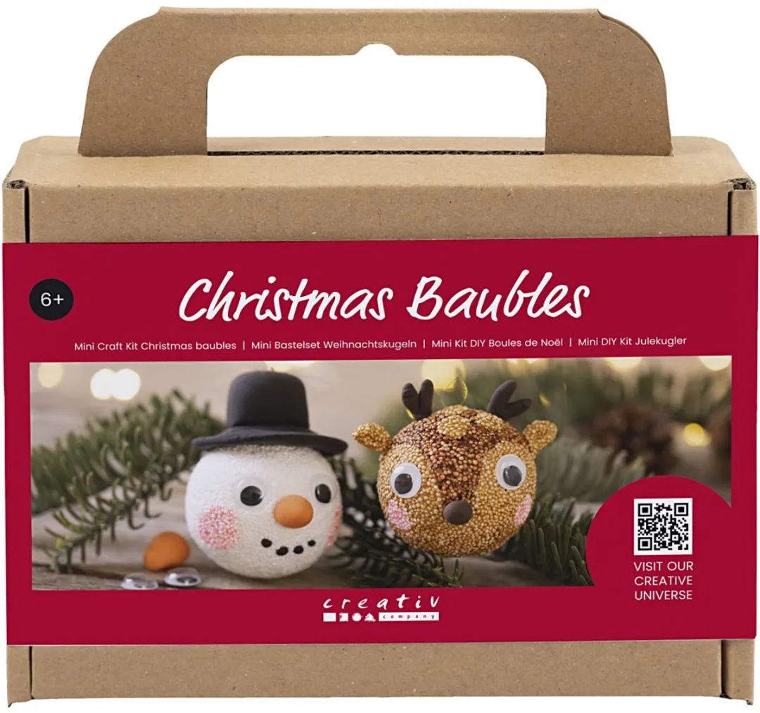 Creativ Company Mini Hobbyset Kerstballen Rendier & Sneeuwpop Multicolor