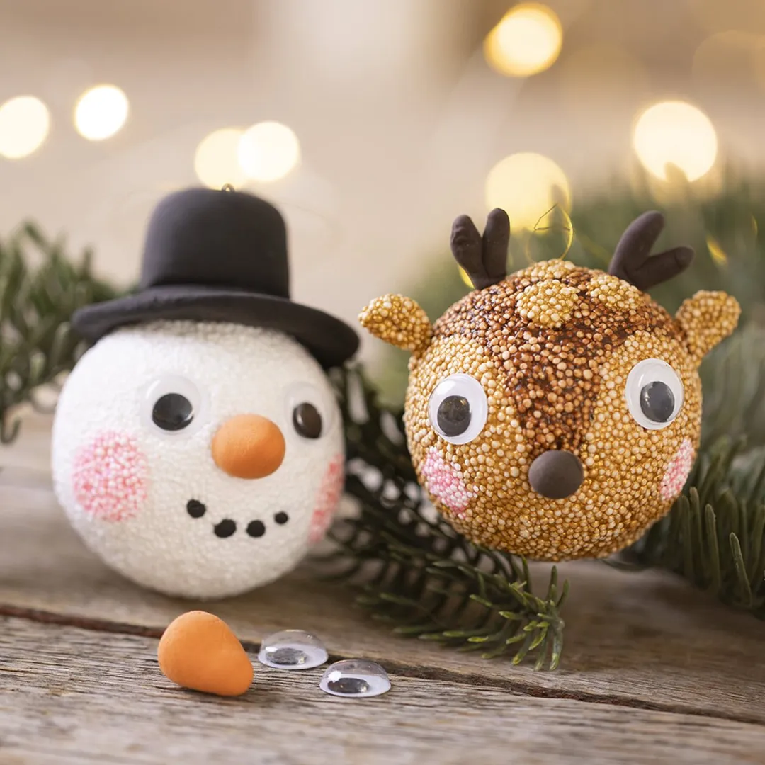 Creativ Company Mini Hobbyset Kerstballen Rendier & Sneeuwpop Multicolor