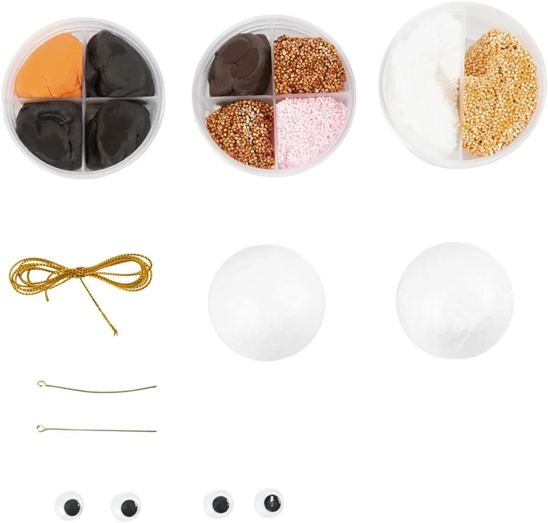 Creativ Company Mini Hobbyset Kerstballen Rendier & Sneeuwpop Multicolor