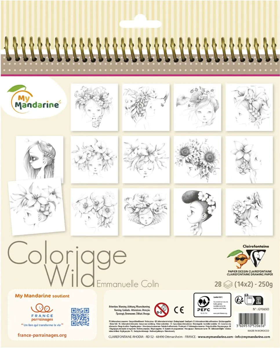 Clairefontaine Coloriage Wild Kleurboek - Emmanuele Colin - 28 Pagina's - Multi