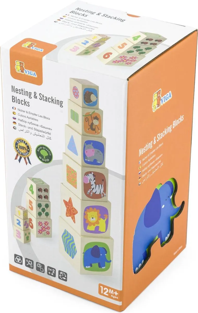Vigatoys Educatief Spel Stapelkubus 50392 - Meerdere kleuren