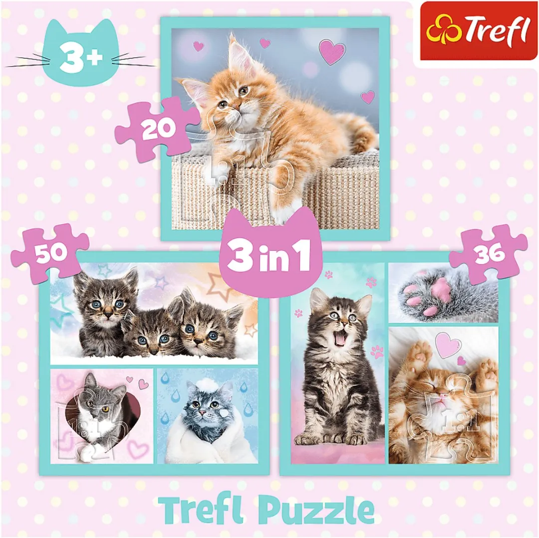 Trefl Lieve Huisdieren 3-in-1 Puzzel - 106 Stuks