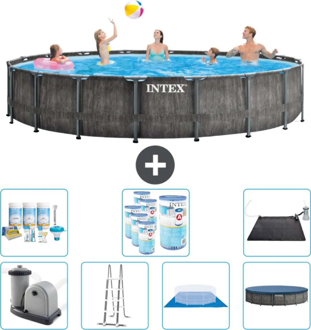 Intex Rond Prism Frame Zwembad 549x122cm - Grijs