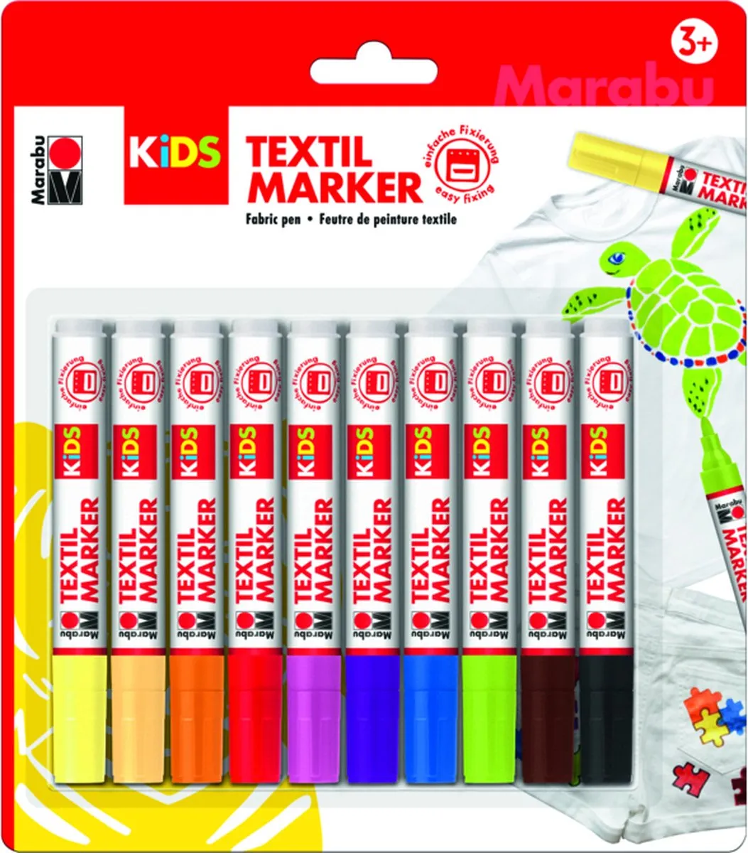 Marabu Kids Textielstiften - 10 Kleuren Multi
