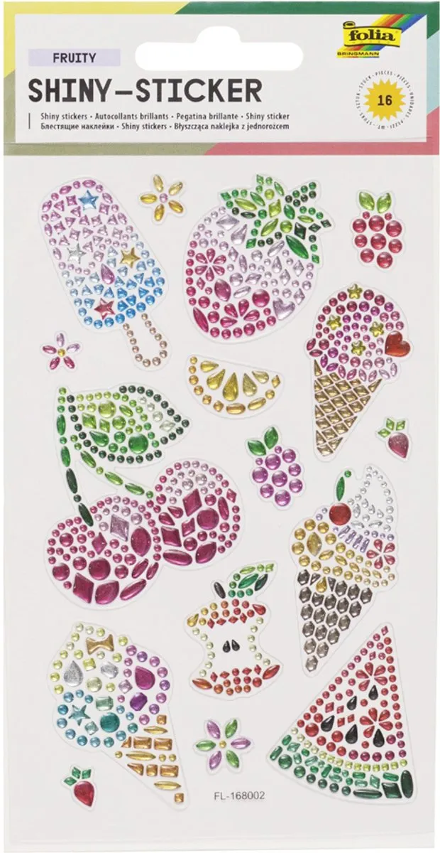 Folia Glanzende Unicorn Stickers - Multicolor