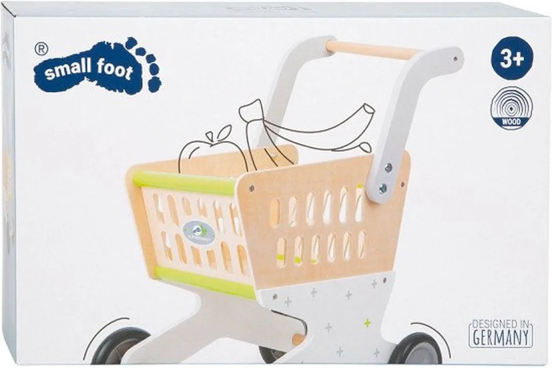Small Foot Houten Winkelwagen Supermarkt - Wit/Grijs/Groen