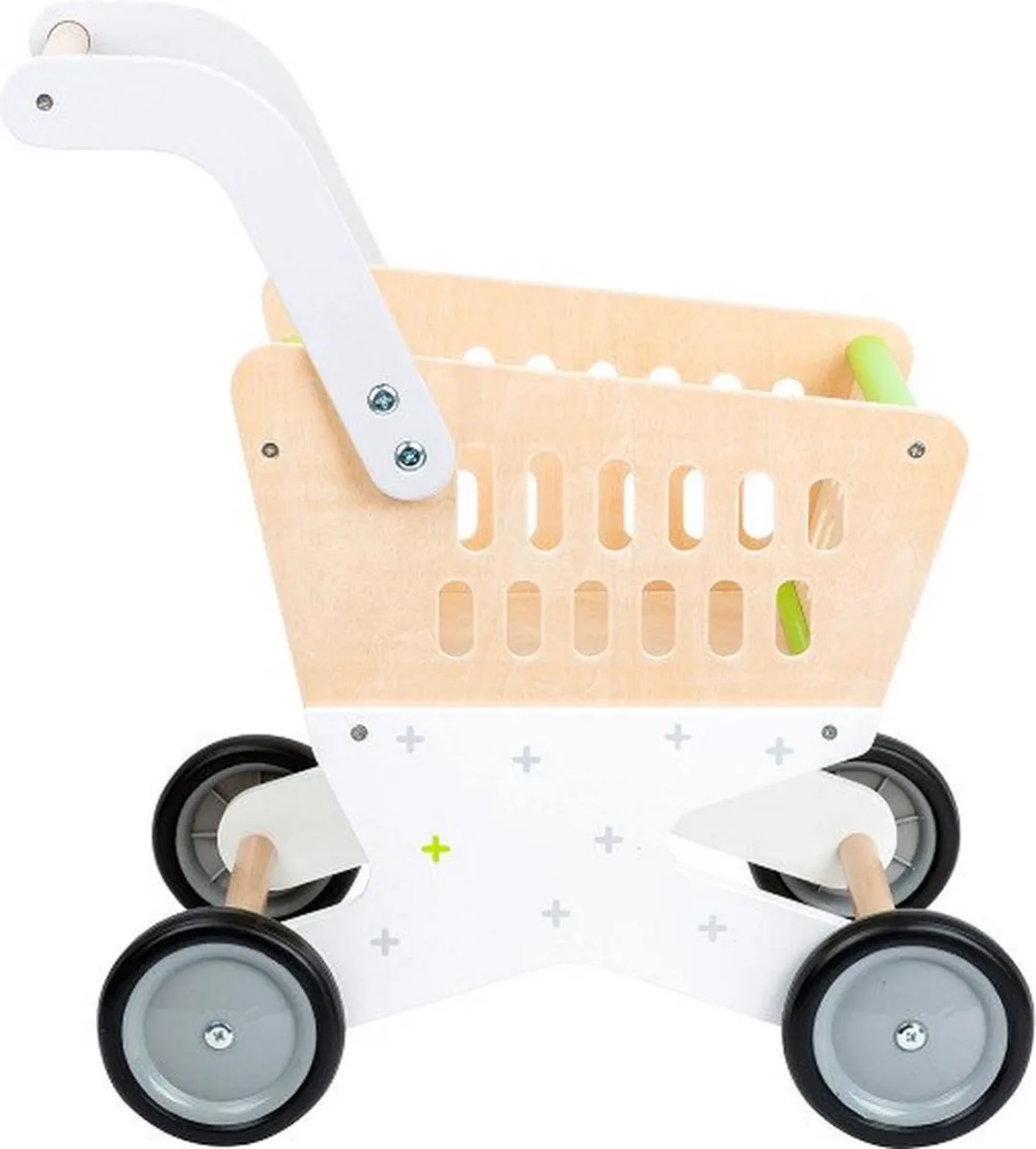 Small Foot Houten Winkelwagen Supermarkt - Wit/Grijs/Groen