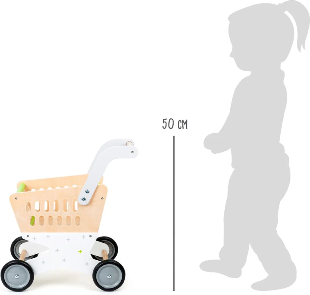 Small Foot Houten Winkelwagen Supermarkt - Wit/Grijs/Groen