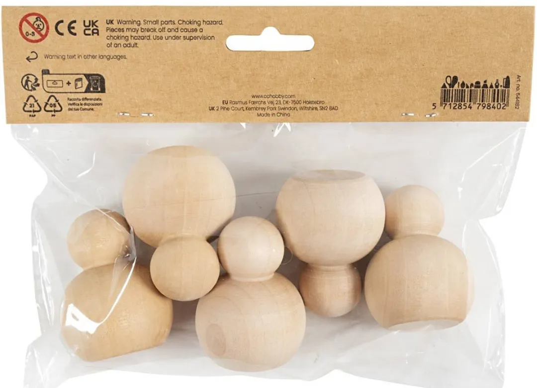 Creativ Company Houten Knutsel Figuren 5cm - Multicolor - 5 Stuks
