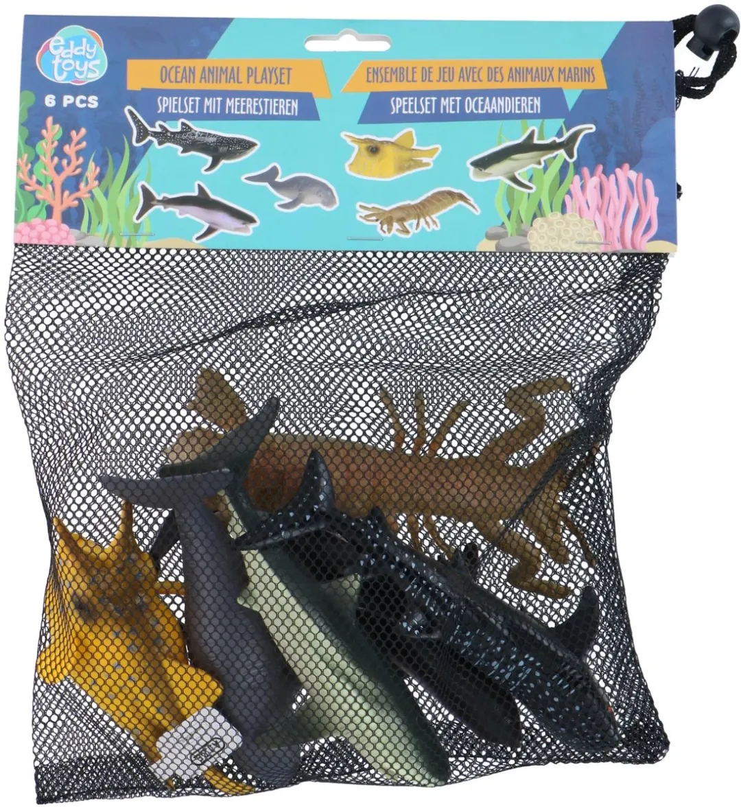 Eddy Toys Zeedieren Speelgoedset 6 Stuks - Grijs