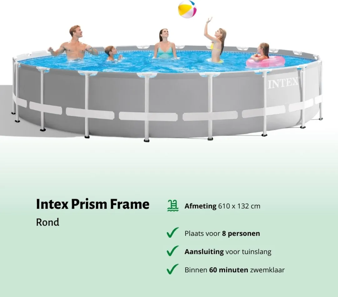 Intex Rond Prism Frame Zwembad 610x132cm - Grijs