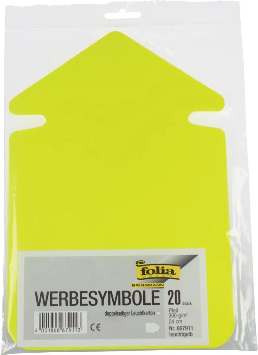 Folia 24cm Pijl Krimpfolie - 20 Vel Neongeel