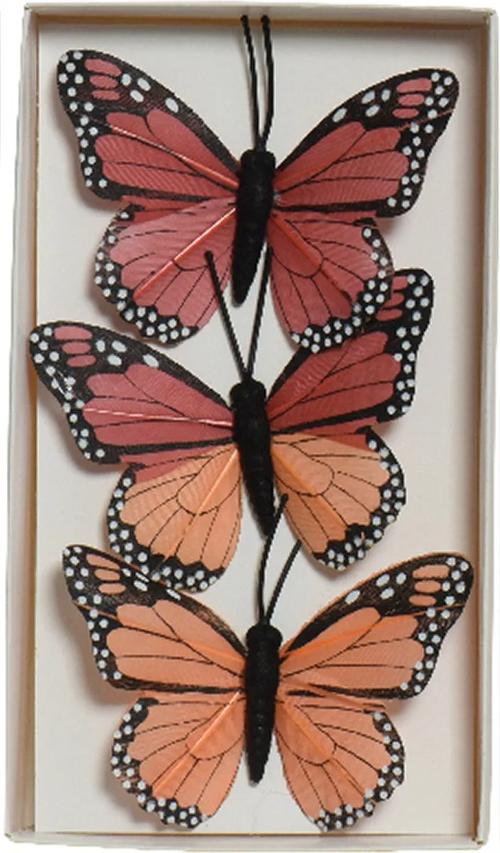 Decoris Vlinders op draad - 6 Stuks - Rood/Paars - 6cm