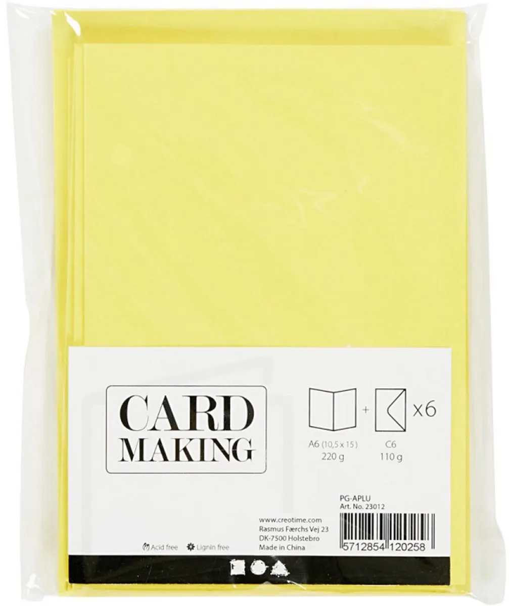 Creativ Company Kaarten & Enveloppen Geel 6 Stuks