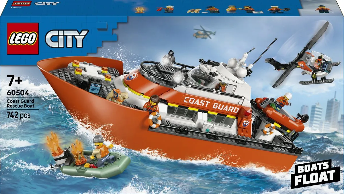 LEGO City Reddingsboot Kustwacht met Helikopter - 742 Stukken - 5 Minifiguren - Multicolor