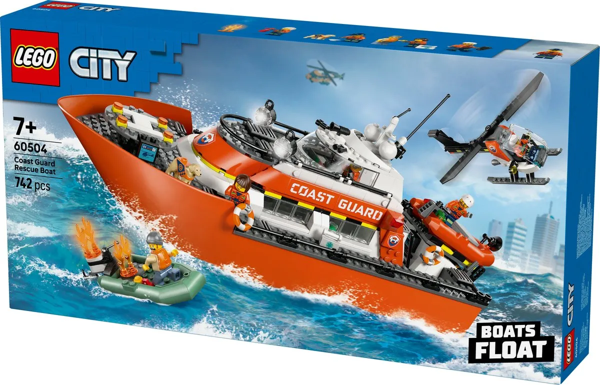 LEGO City Reddingsboot Kustwacht met Helikopter - 742 Stukken - 5 Minifiguren - Multicolor