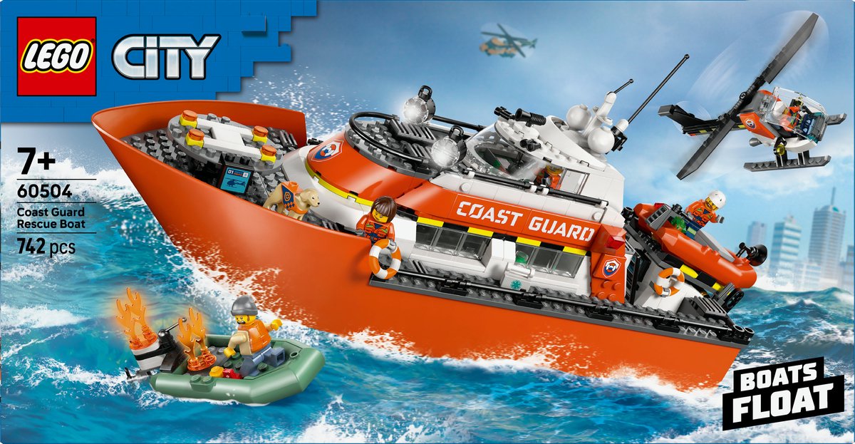 LEGO City reddingsboot kustwacht met helikopter speelgoedset.