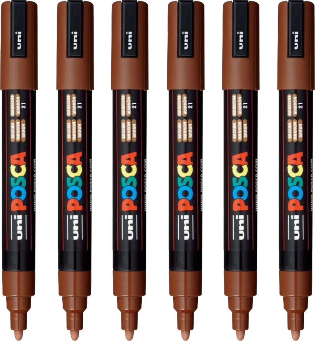 Posca PC5M Verfstift - Bruin - 6 Stuks