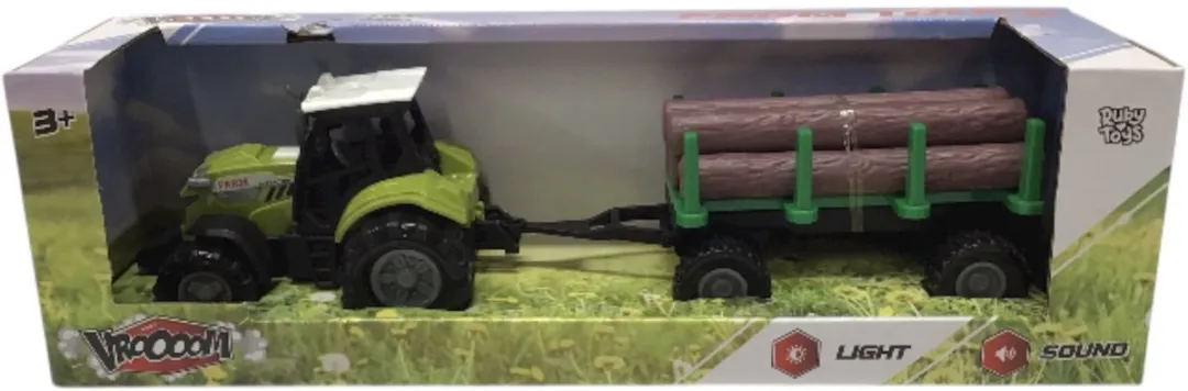 Ruby Toys VROOM Farm Truck Tractor met Oplegger 26cm - Bruin