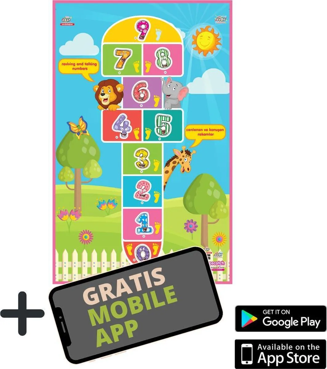 Akar Toys - Hopscotch - Speelmat / Speeltapijt / Speelmat Foam / Speelgoed / Met GRATIS App - 150x100cm