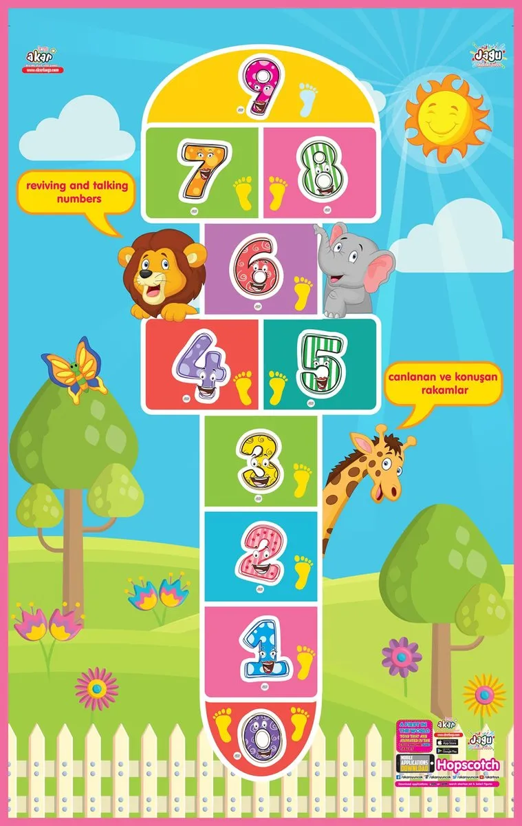 Akar Toys - Hopscotch - Speelmat / Speeltapijt / Speelmat Foam / Speelgoed / Met GRATIS App - 150x100cm