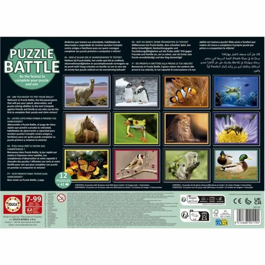 Educa Battle Jr Natura Puzzel - 42 Onderdelen - 12 Stuks