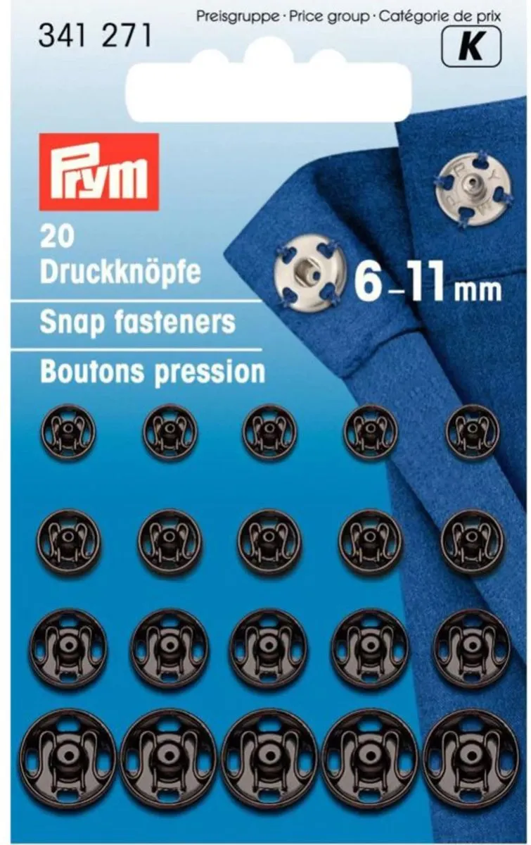 Prym Aannaaidrukknopen 6-11mm - 20 Stuks Zwart