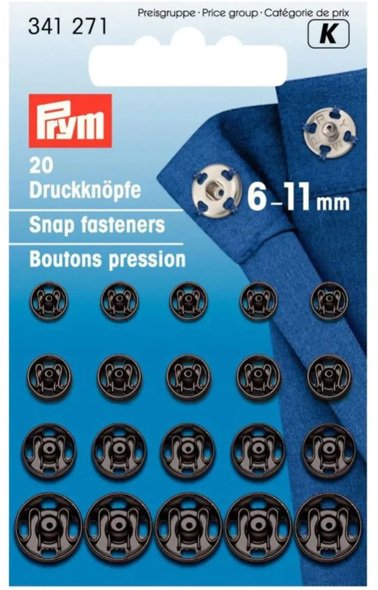 Prym Aannaaidrukknopen 6-11mm - 20 Stuks Zwart