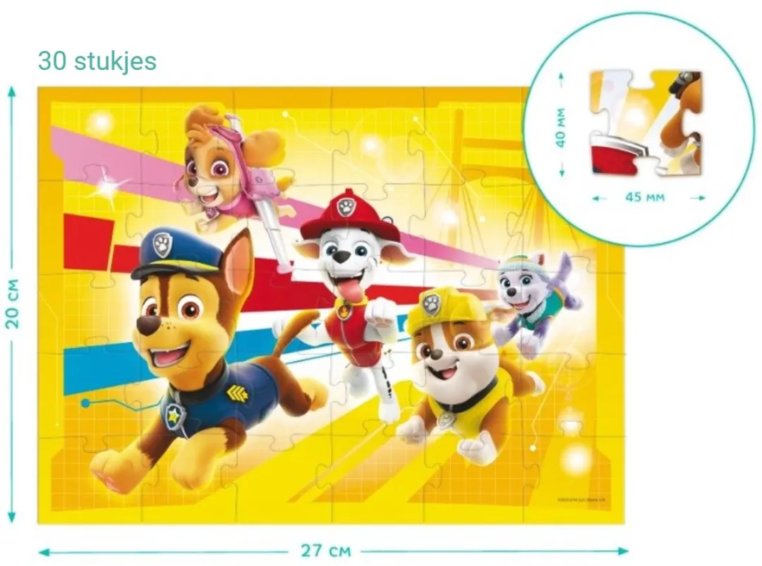 Dodo Toys Paw Patrol Puzzel 30 Stuks - Chase, Marshall, Skye, Rubble & Everest