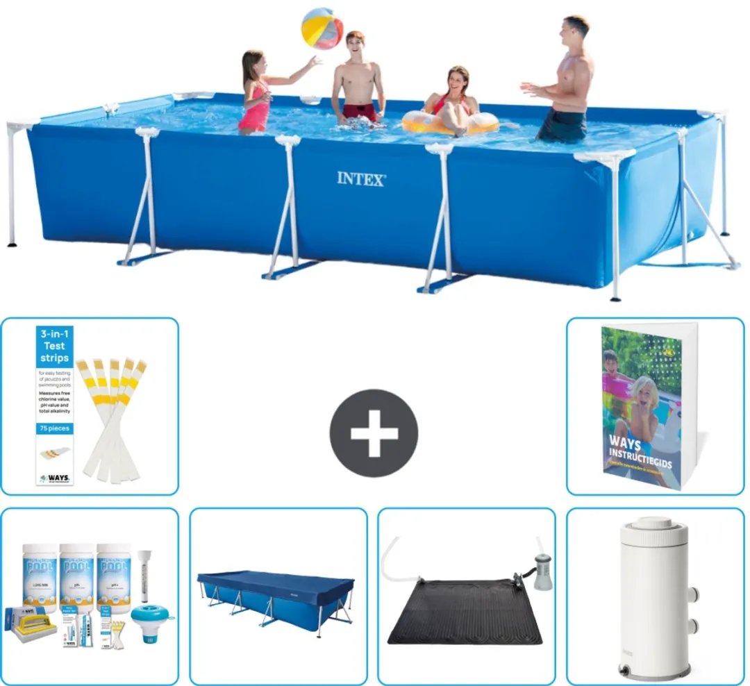 Intex Rechthoekig Frame Zwembad 450x220cm Blauw - 7-delig
