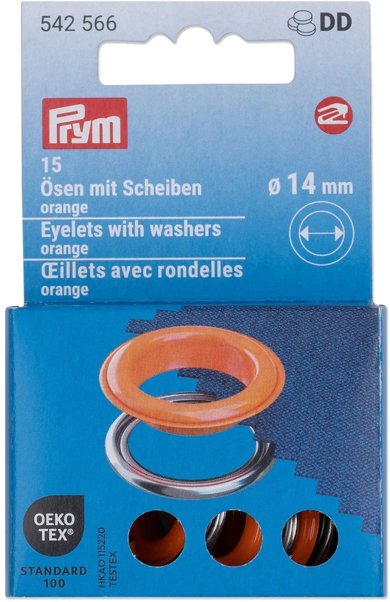 Prym Ringen met schijven 14mm - 15 Stuks - Oranje