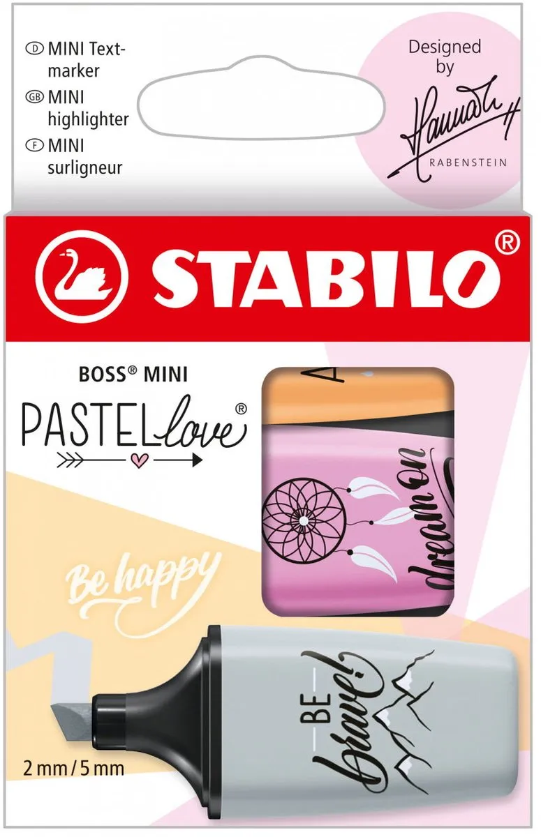STABILO BOSS MINI - Markeerstift - Pastellove Edition - Etui 3 Kleuren