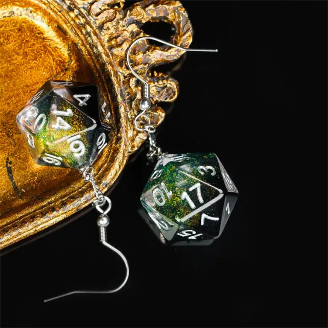 Lapi Toys DnD Oorbellen - Staal/Resin - Zwart & Groen